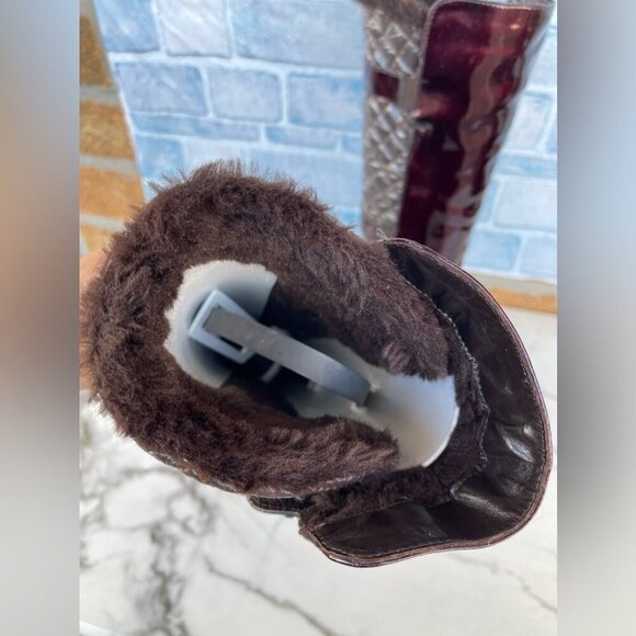 Aquatalia Avery Winter Boots Snow Shoes Womens Size 7 Brown Patent Faux Fur - Picture 6 of 10